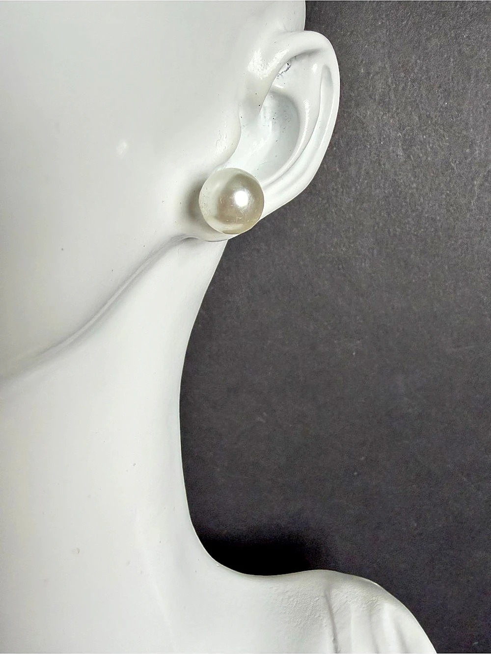 Large Faux Pearl Stud Earrings Cream White Round Pierced Classic Costume Jewelry